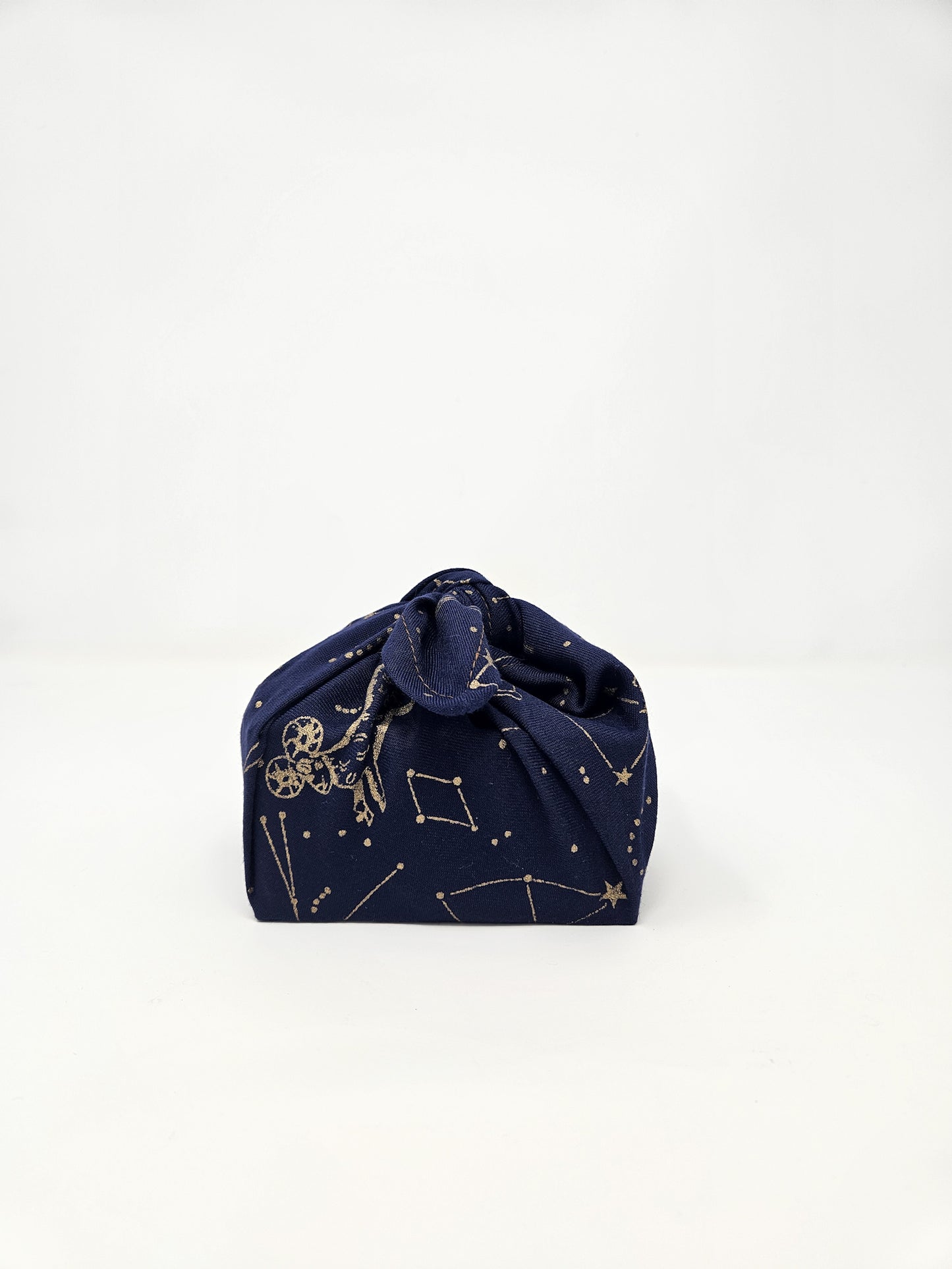 Astrological Blue and Gold Furoshiki Reusable Gift Wrap, 15" Upcycled Cotton