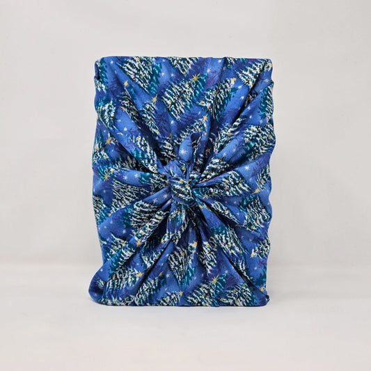 Christmas Tree Furoshiki Gift Wrap, 20" Upcycled Cotton